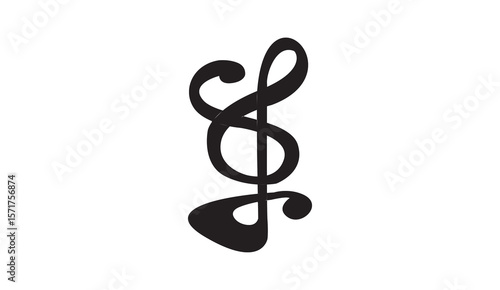 Black Musical Note Vector Illustration 