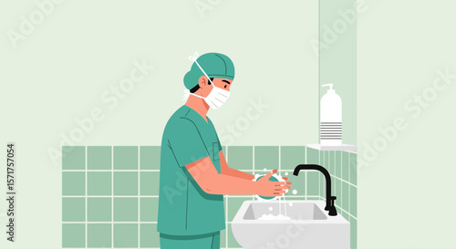 Medical Professional Washing Hands To Maintain High Hygiene Standards