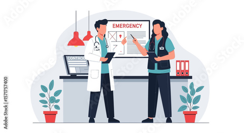 Medical Professionals Planning Emergency Response In A Healthcare Environment Together