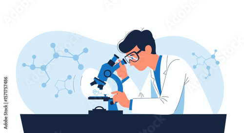 Medical Research Scientist Analyzing Sample Under Microscope In Laboratory