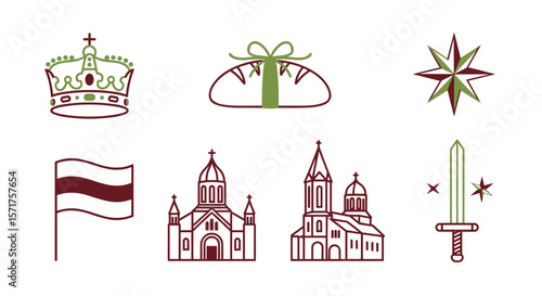 Armenia symbols vector icons set armenian culture and heritage design