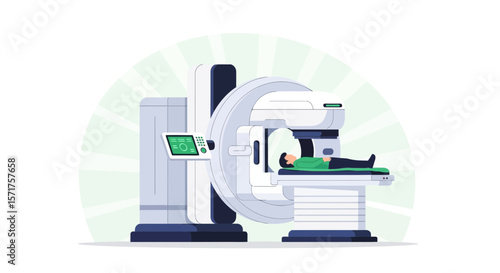 Medical Scan Illustration Of Patient Undergoing Ct Scanner Examination