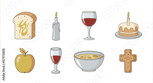 Christian easter celebration elements bread wine candle and more art