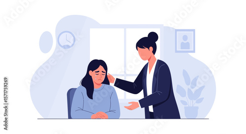 Supportive Colleague Offering Comfort And Guidance In The Workplace Environment