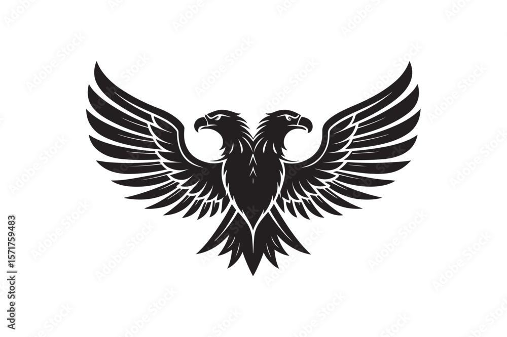 Obraz premium Eaglet win Head Vector Silhouette on white background.02