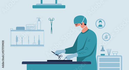Surgeon Concentrating On Operation Using Medical Instruments In Operating Room