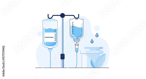Conceptual Illustration Of Intravenous Drip Medical Treatment System In Hospital