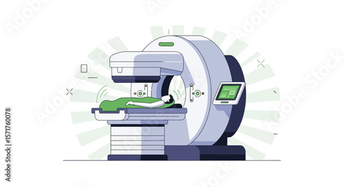 Modern Radiology Scan Illustration Of Person Undergoing Medical Examination