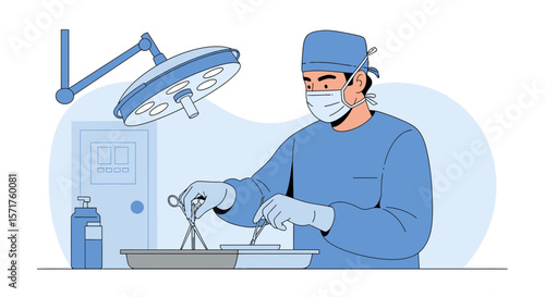 Modern Surgical Scenario Featuring Surgeon In Operating Room Under Bright Light