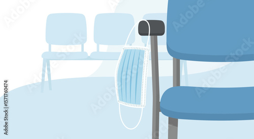 Forgotten Face Mask Hanging on a Chair Arm in Waiting Room Illustration