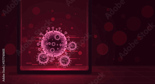 Coronavirus Structure In A Box Displayed With Dark Background Illustration