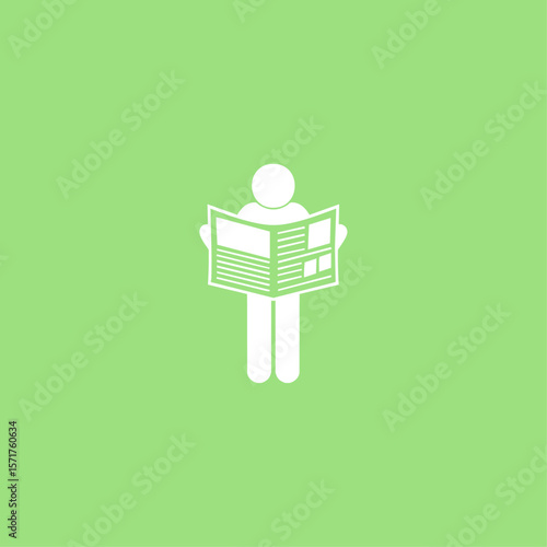 Reading newspaper icon logo flat vector design