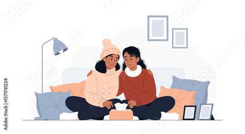 Friendship And Support During Difficult Times Concept Illustrating Comfort And Care
