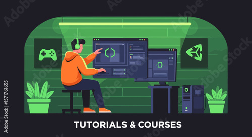 Gaming Developer Learning New Skills From Online Tutorials And Courses