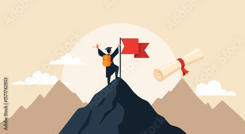 Graduate Achieves Peak Success After College Education With Diploma Celebration