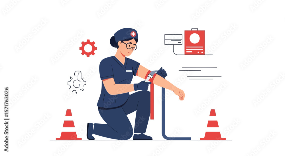 Nurse Preparing Patient for Blood Draw in a Clinical Setting Vector Illustration Nurse Preparing Patient for Blood Draw in a Clinical Setting Vector Illustration