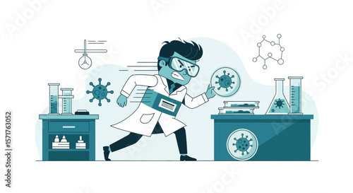 Urgent Science Laboratory Experiment Researching Viral Disease In Medical Setting