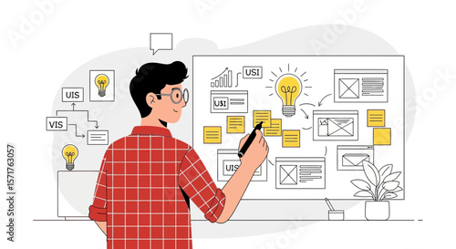 Creative Professional Developing Website Design Brainstorming Ideas On Whiteboard