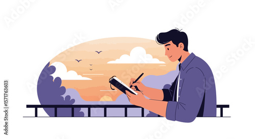 Creative Writing At Sunset Serene Scene Inspiring Thoughts And Imagination
