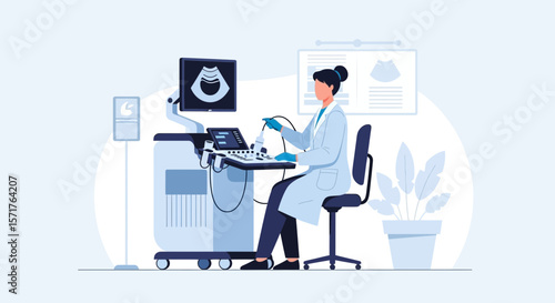 Dedicated Doctor Performing Ultrasound Examination For Patient In Hospital Setting