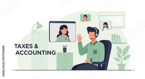 Online Tax Consultation With Accountant Or Financial Advisor Using Video Conference