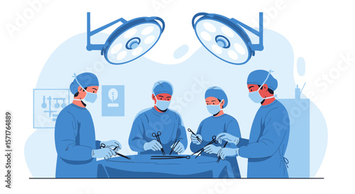 Dedicated Surgical Team Performing Operation In Modern Operating Room Setting