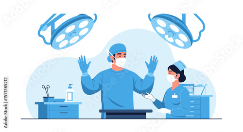 Operating Room Team Prepares For Surgery With Essential Equipment