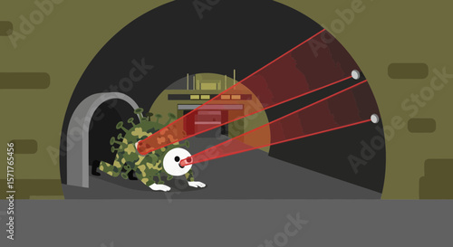 Virus Espionage: A Camouflaged Pathogen Under Laser Surveillance in a Secret Bunker