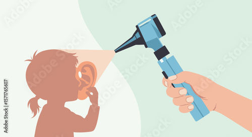 Otoscope Examination Of Child Ear Canal For Infections and Hearing Problems