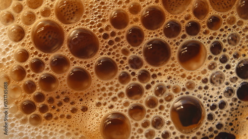 Ultra Close-up of Coffee Crema Bubbles on the Surface