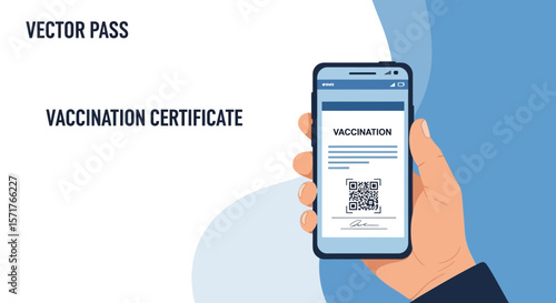 Digital Vaccination Certificate On Smartphone Display Held In Hand Illustration