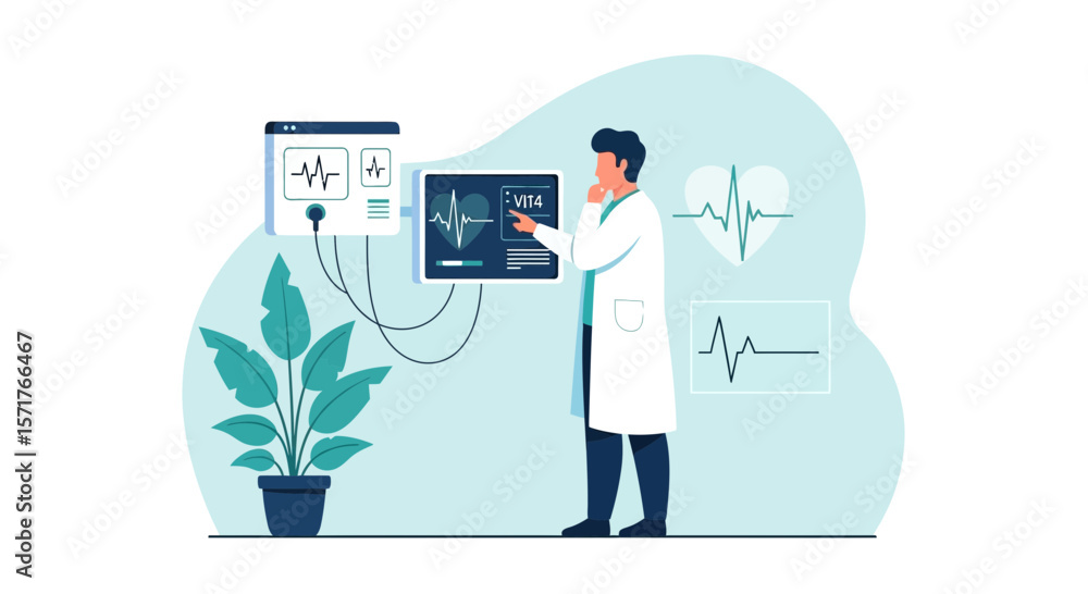 Healthcare Professional Analyzing Patient Data on Digital Medical Scanners Healthcare Professional Analyzing Patient Data on Digital Medical Scanners