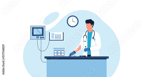 Healthcare Professional Inspecting Medication In Medical Office Setting For Clinical Research