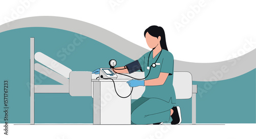 Healthcare Professional Taking Blood Pressure In a Medical Setting With Modern Style