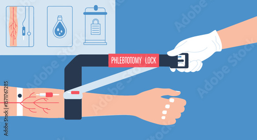 Phlebotomy Arm Procedure Illustration Depicting Vein Puncture And Blood Collection In Modern Clinic