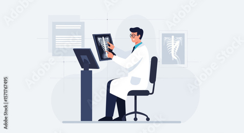 Doctor Analyzing X-Ray Image Diagnosing Healthcare Using Medical Examination Scan