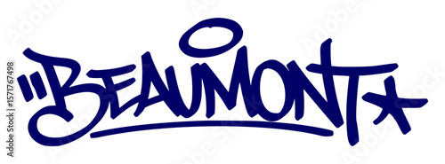 Beaumont graffiti tag in urban street art style, hand drawn lettering vector on transparent background.
