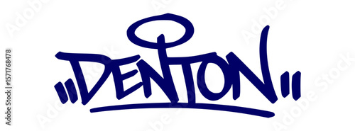 Denton graffiti tag in urban street art style, hand drawn lettering vector on transparent background.
