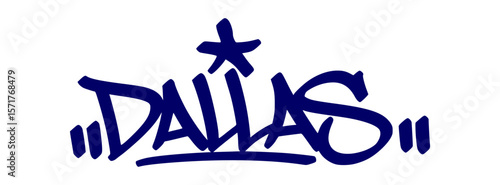 Dallas graffiti tag in urban street art style, hand drawn lettering vector on transparent background.

