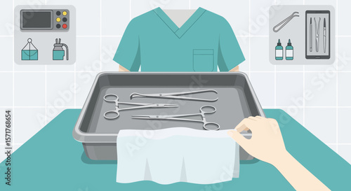 Preparing Surgical Tools In Sterilized Environment For Medical Procedure