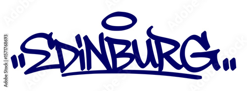 Edinburg graffiti tag in urban street art style, hand drawn lettering vector on transparent background.

