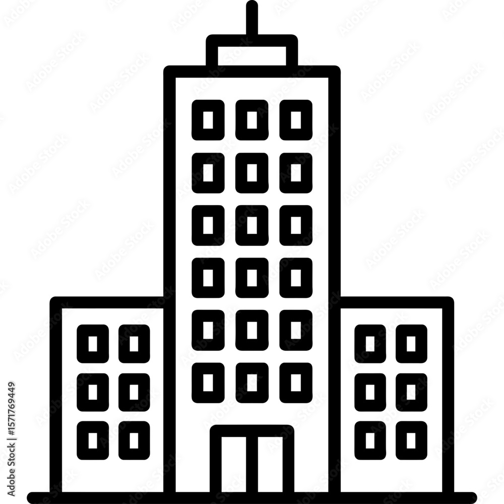 Office building skyscraper outline icon vector Office building skyscraper outline icon vector
