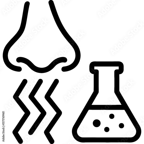 Chemical smell outline icon vector