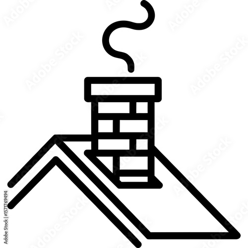 Chimney on roof outline icon vector