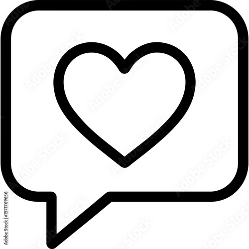 Heart reaction bubble outline icon vector