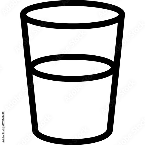 Half-full glass outline icon vector