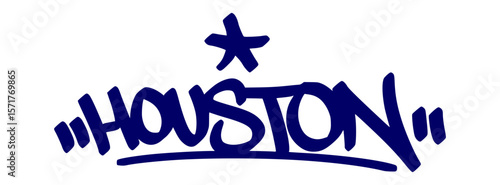 Houston graffiti tag in urban street art style, hand drawn lettering vector on transparent background.
