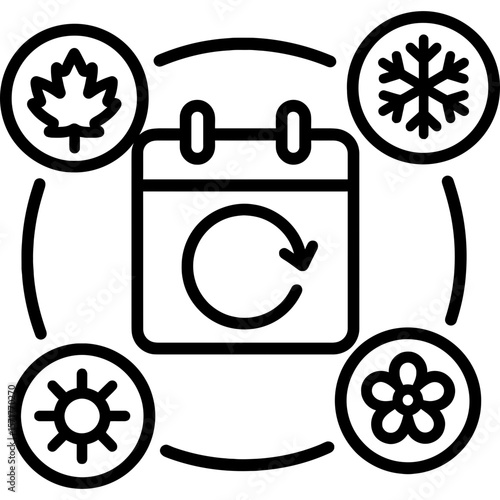 Yearly interval seasons outline icon vector