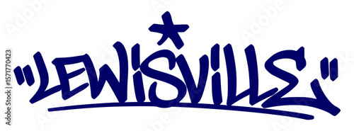 Lewisville graffiti tag in urban street art style, hand drawn lettering vector on transparent background.
