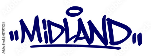 Midland graffiti tag in urban street art style, hand drawn lettering vector on transparent background.
